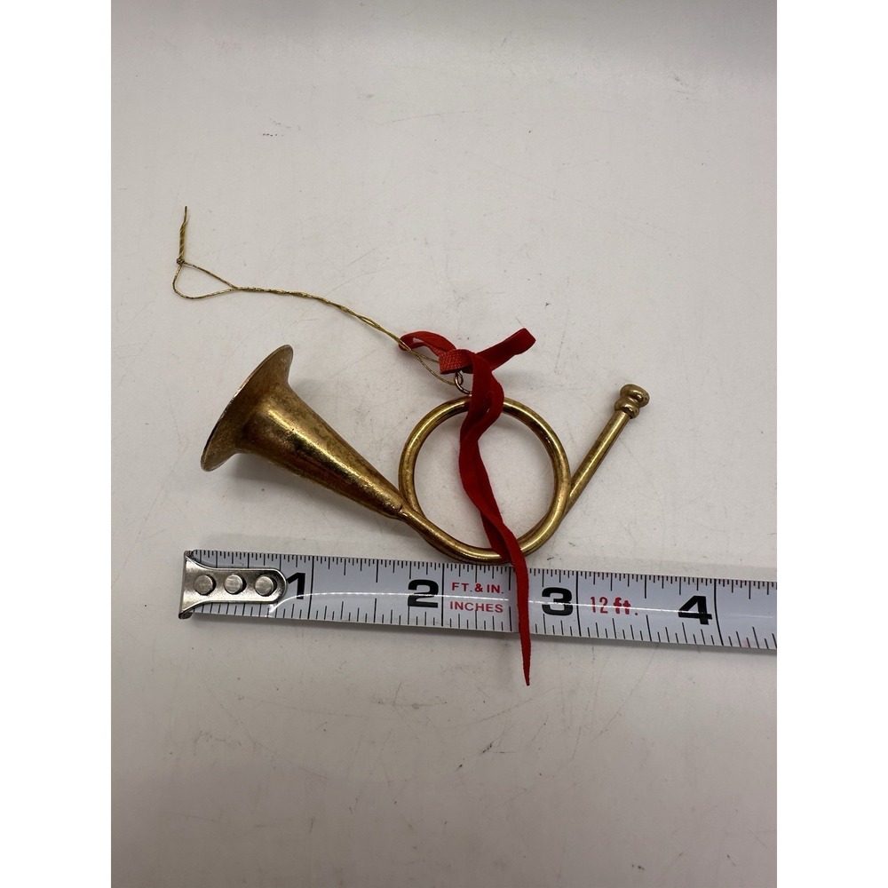 Vintage Brass French Horn Ornament Mini Musical Instrument Holiday - Picture 2 of 6